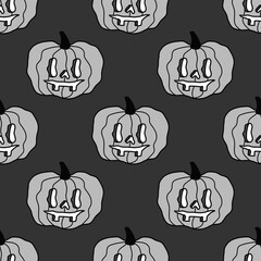 Seamless pattern halloween jack-o-lantern pumpkin