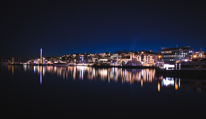 Oslo City lights  at night - obrazy, fototapety, plakaty