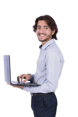 typing on the laptop