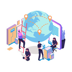 Outsourching flat style illustration design