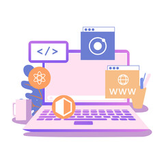 Php and development flat style illustration design