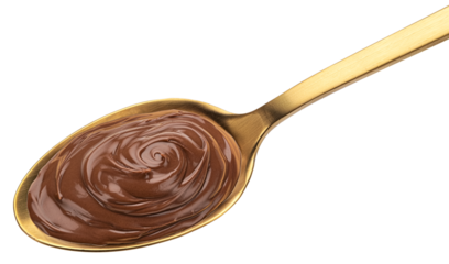 Hazelnut cream in spoon isolated 