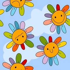 Floral seamless flower pattern for wrapping and linens and fabrics and clothes print and kids and kitchen textiles