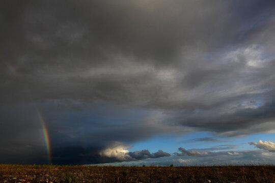 Rainbow over a field // Regenbogen &uuml;ber einem Feld - Wuppertal, Germany