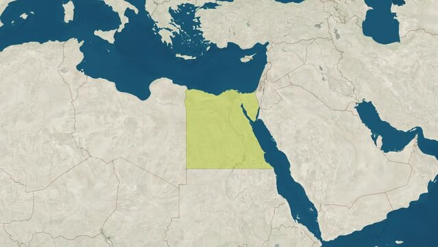 Zoom in to the map of Egypt with text, textless, and with flag