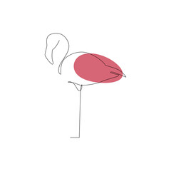 Flamingo one line logo design.Flamingo with colored shapes.Vector illustration