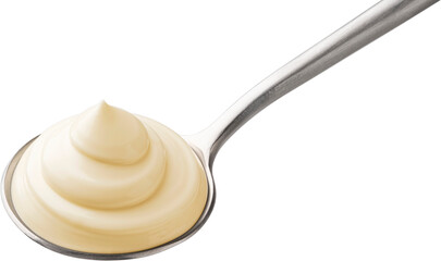 Mayonnaise in spoon isolated 