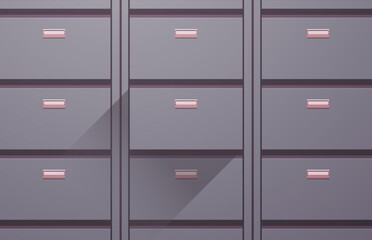 Office cabinet and document data archive storage folders for files business administration concept flat vector illustration.