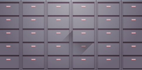 Obraz premium Office cabinet and document data archive storage folders for files business administration concept flat vector illustration.