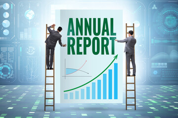 Businessman in annual report concept
