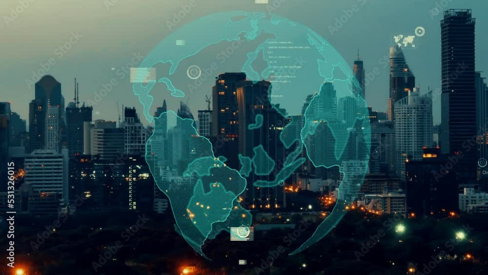 Poster global connection and the internet network alteration in smart city . concept of future wireless dig