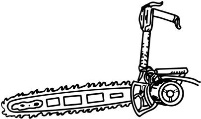 cabinetmaker's and carpenter's tools old motor chain saw in vector