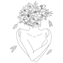 Woman illustration with flowers