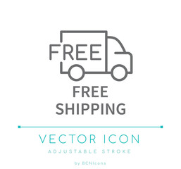 Free Shipping Truck Line Icon