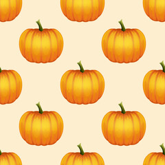 Vector Autumn Halloween Seamless Pattern with Pumpkins. Wallpapers for Invitations, Cards, Fabrics, Packaging, Wrapping, Banners or Textiles