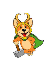 a playful depiction of corgi as a superhero