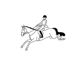 Hand drawing vector horseman rider, english style