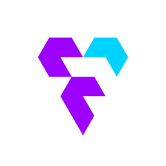 Letter F arrow pixel modern logo design