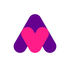 Letter A love heart modern logo design
