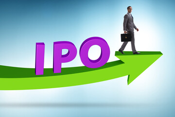 Businessman in the initial public offering IPO concept