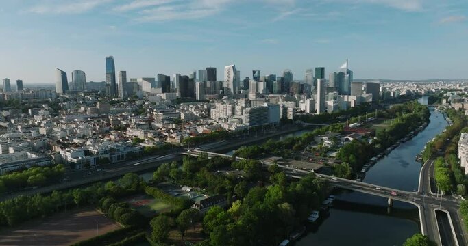 Business Financial Downtown City Cityscape Urban Landmark and Business Finance District Center. Paris, France