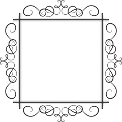 Calligraphic design elements . Decorative swirls or scrolls, vintage frame , label and divider