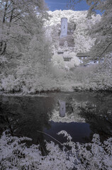 Old castle ruins in infrared