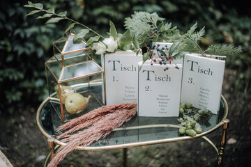 Vintage boho style decorated wedding books