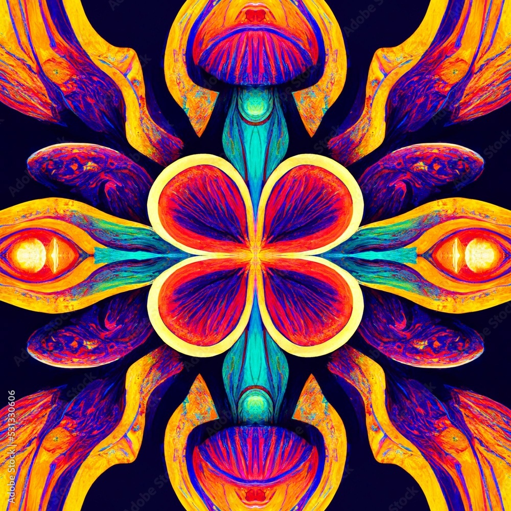 Sticker seamless psychedelic and trippy pattern for background