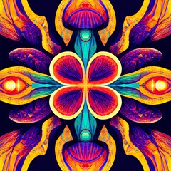 Seamless psychedelic and trippy pattern for background