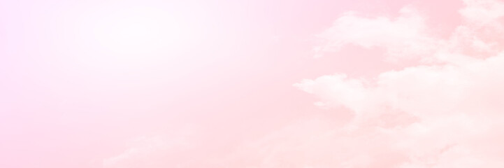 Pink sky with white cloud. The firmament before a large storm. Sweet dream background.