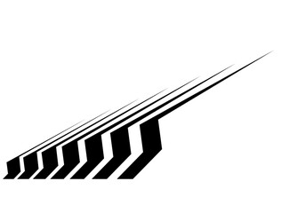 Black striped vector pattern on a white background for a sports car, moto, boat. Sports pattern, vehicle sticker, sportswear pattern, for toys. Design element. Striped vector background.