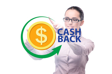 Businesswoman in the cash back concept