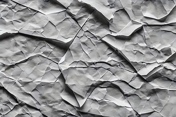 Paper gray white texture. Crease crumpled grain wrap sheet with cracks background