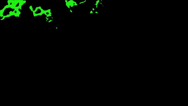 Blank liquid green screen transitions set, template for video clips. Blots spreading on sreen. PNG alpha backround