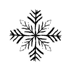 Snowflake icon. Black ink contour line sketch drawing. Vector simple flat graphic hand drawn illustration. Isolated object on a white background. Isolate.