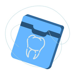 Dental floss in realistic style. Dental equipment icons. Colorful vector illustration isolated on background.