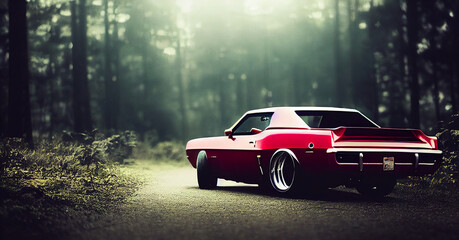 Fototapeta premium car driving on the road 3d render