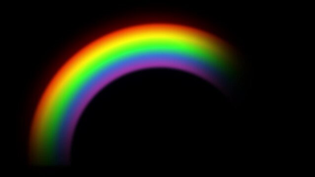 Visual effect of the appearance of a rainbow on a black background layer to overlay 4K.