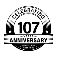 Obraz premium 107 years anniversary celebration design template. 107th logo vector illustrations. 