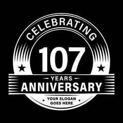 107 years anniversary celebration design template. 107th logo vector illustrations.
