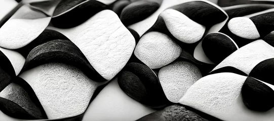 Fotobehang Textura abstracta moderna, piedras zen blanco y negro © Marcos