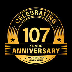 107 years anniversary celebration design template. 107th logo vector illustrations.
