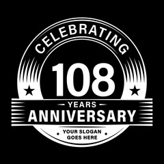 108 years anniversary celebration design template. 108th logo vector illustrations.
