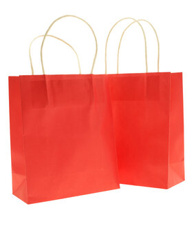 Red paper bags  isolated on transparency photo png file 