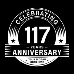 117 years anniversary celebration design template. 117th logo vector illustrations.
