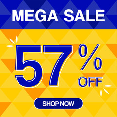 Naklejka premium 57% percent discoint special offer tag oranje and blue background shop now