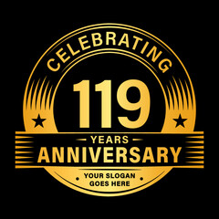 119 years anniversary celebration design template. 119th logo vector illustrations.
