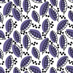 Simple floral seamless leaves line art silhouette pattern for wrapping paper and fabrics and linens