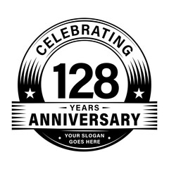 Obraz premium 128 years anniversary celebration design template. 128th logo vector illustrations. 